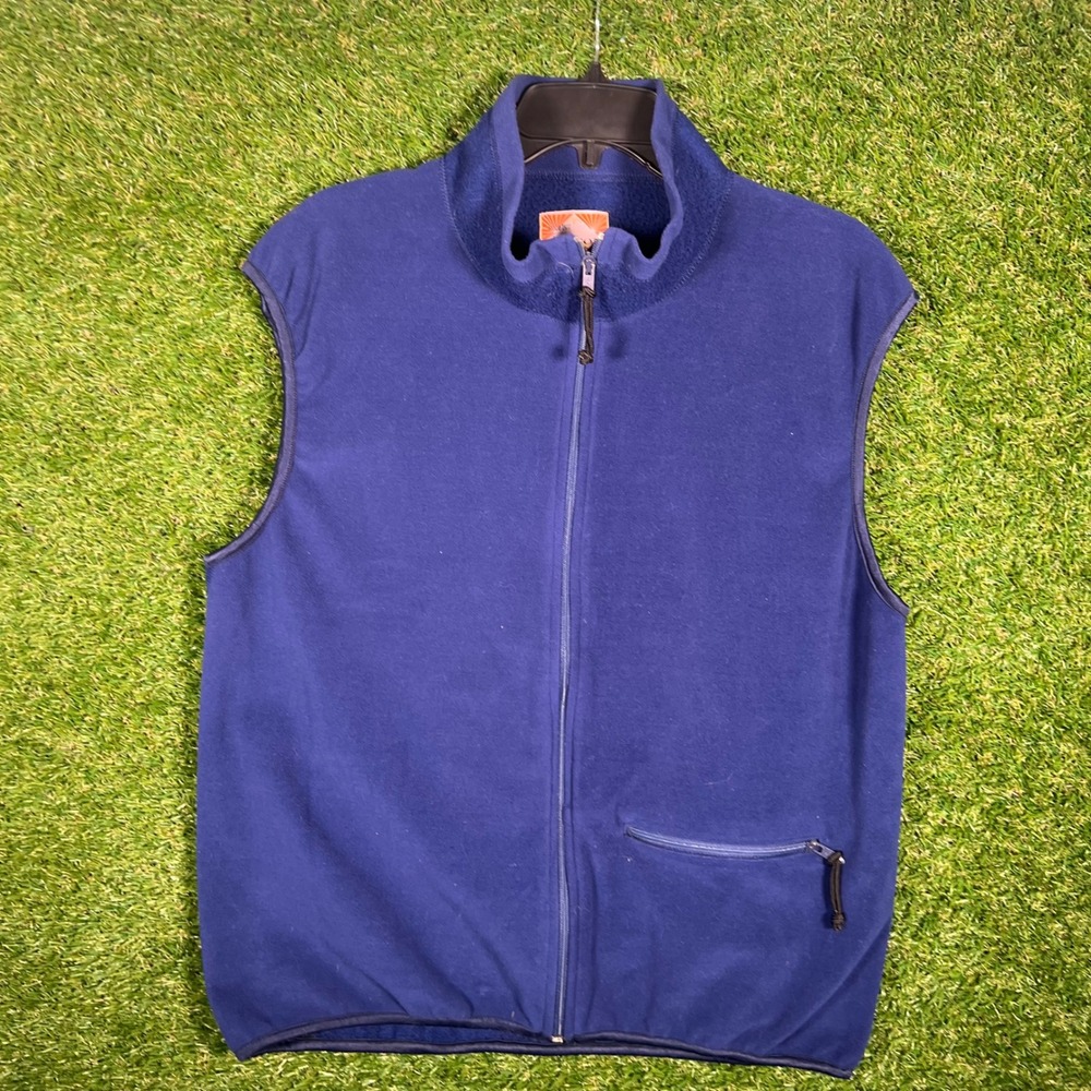 Burton Snowboards Fleece Vest Mens XL Navy Blue Full Zip Mock Neck